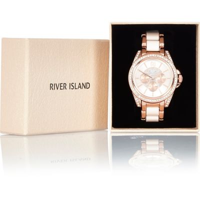 Rose gold chunky embellished watch